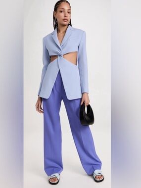 $1,150 MRSP | Coperni | Twisted Cut Out Tailored Jacket | Pale Lavender | US 10